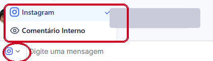 O seletor de canal, com o Comentário Interno na lista